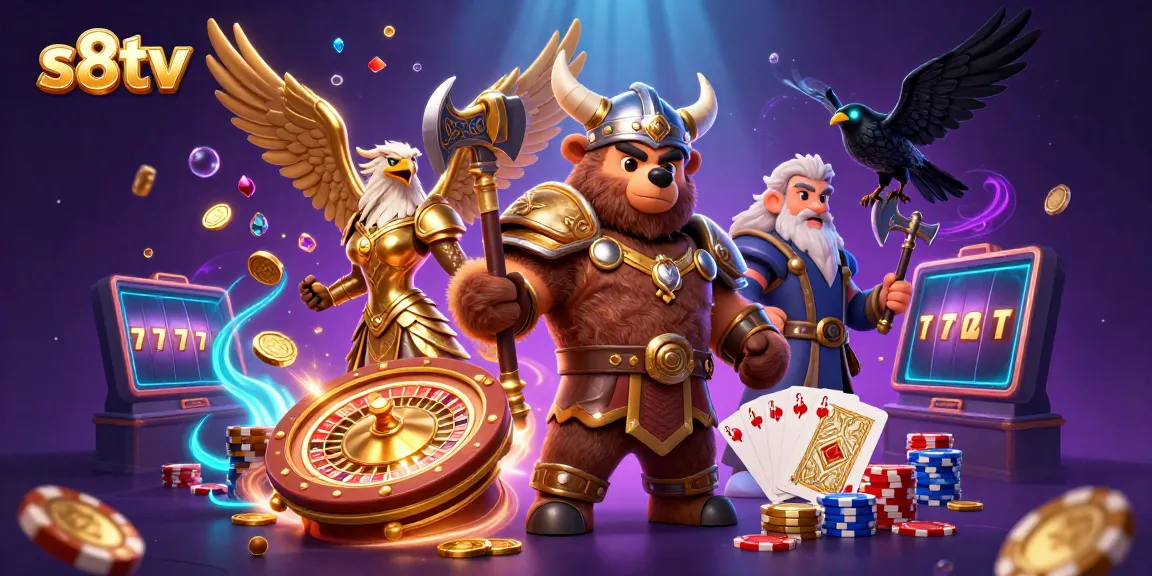 Experience thrilling gameplay with s8tv's Viking-themed casino adventure featuring dynamic characters and gold coins.