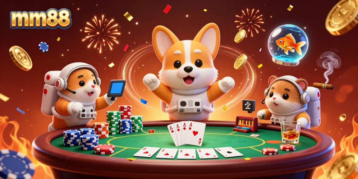 Experience immersive gaming with mm88 in a fun-packed space casino scene.