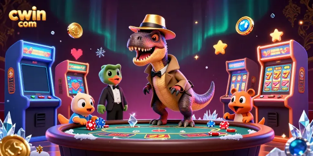 Experience wins at cwin com with a cartoon velociraptor and dinosaurs at the blackjack table.